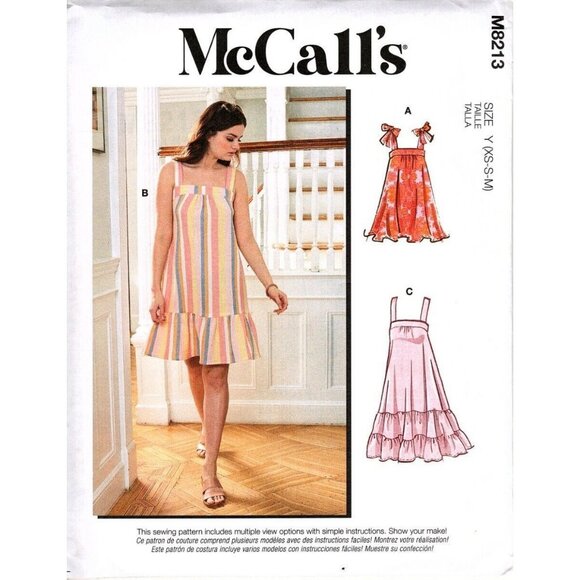 McCall's M8213 Misses XS to M Loose Fitting Tiered Sundresses Sewing Pattern - Picture 1 of 2